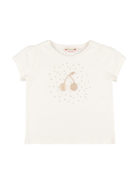 Bonpoint: 印花棉质平纹针织T恤 - 白色 - kids-girls_0 | Luisa Via Roma