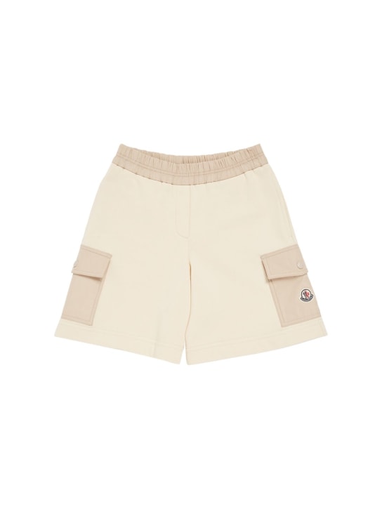 Moncler: Cotton fleece shorts - Beyaz - kids-girls_0 | Luisa Via Roma