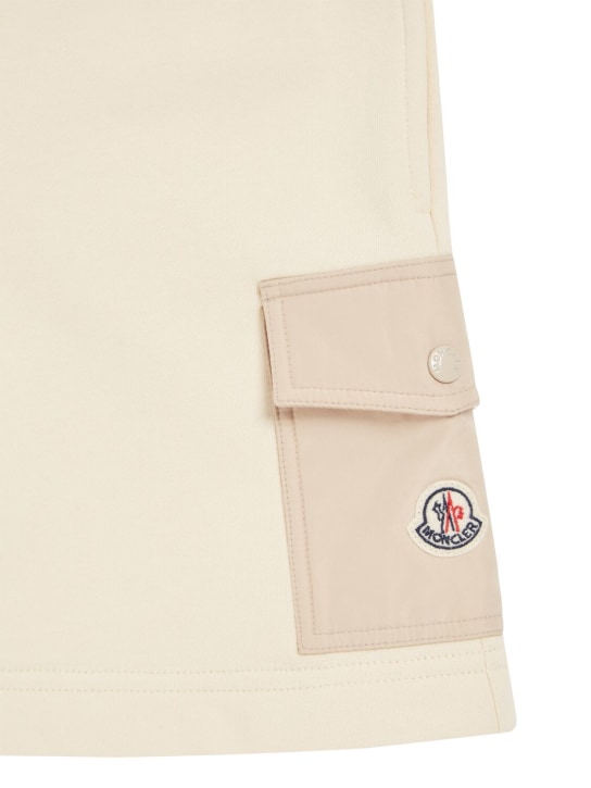 Moncler: Cotton fleece shorts - White - kids-girls_1 | Luisa Via Roma