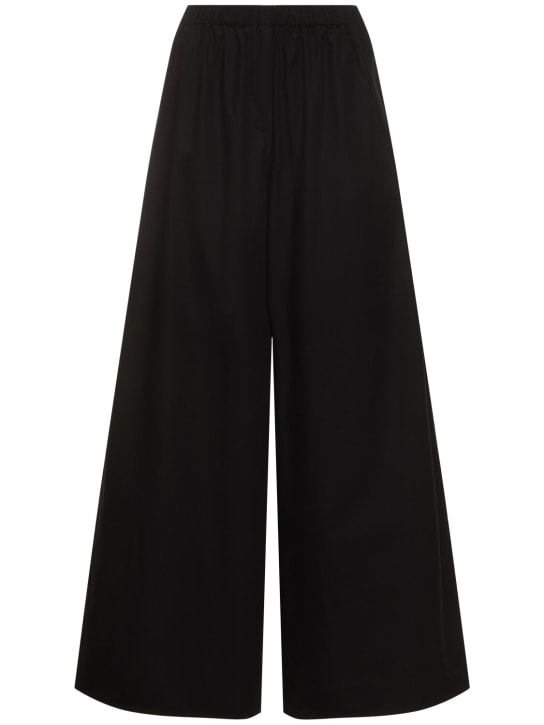 Max Mara: Pantalon ample en popeline de coton - Noir - women_0 | Luisa Via Roma
