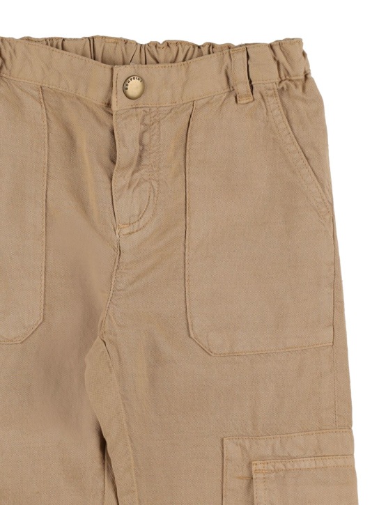 Bonpoint: Cotton gabardine cargo pants - Bej - kids-boys_1 | Luisa Via Roma