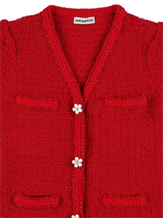 Self-portrait: Cotton knit dress - Red - kids-girls_1 | Luisa Via Roma