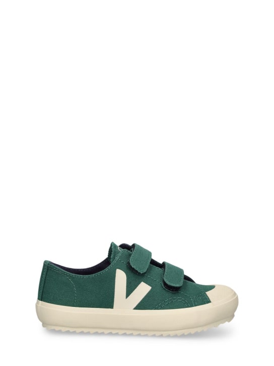 Veja: Ollie cotton canvas strap sneakers - Forest Green - kids-girls_0 | Luisa Via Roma