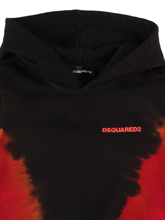 Dsquared2: Sweat-shirt en coton biologique imprimé à capuche - Noir - kids-boys_1 | Luisa Via Roma