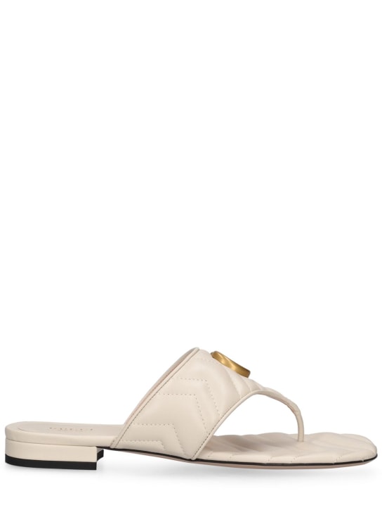 Gucci: 15mm Double G leather thong sandals - Mystic White - women_0 | Luisa Via Roma