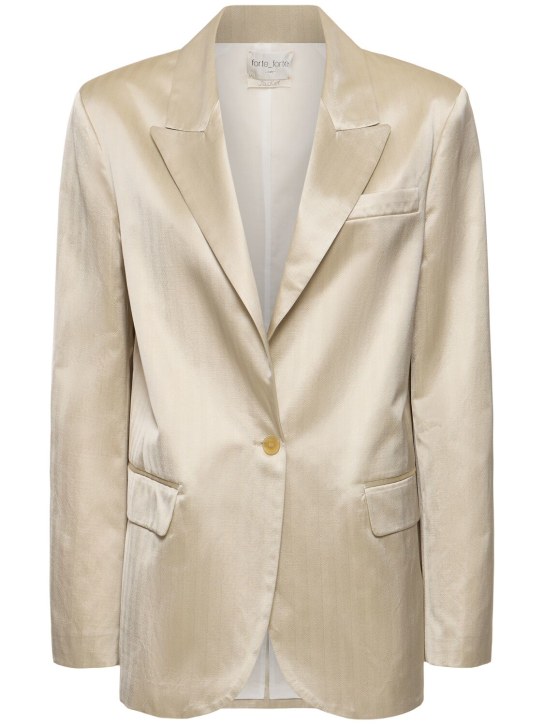 Forte_forte: Chic herringbone tailored jacket - Beige - women_0 | Luisa Via Roma