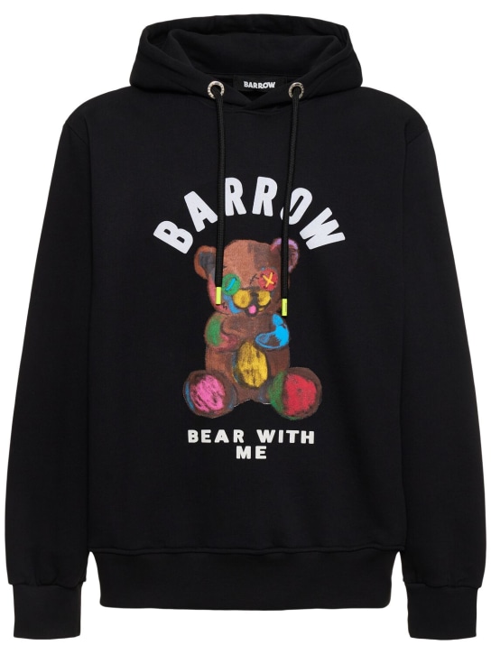 Barrow: Bear printed hoodie - Black - men_0 | Luisa Via Roma