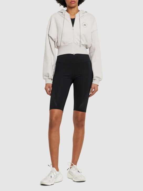 adidas By Stella McCartney: Cropped zip-up sweatshirt - Beige - women_1 | Luisa Via Roma