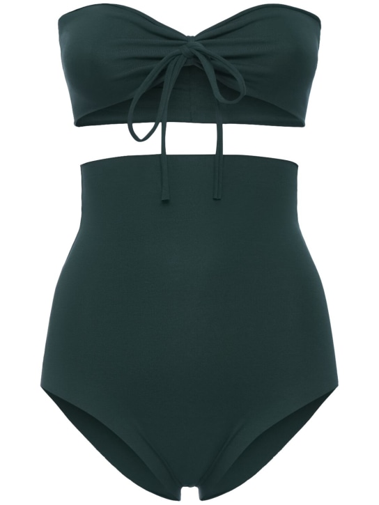 Isole & Vulcani: Bikini in jersey di cotone senza cuciture - Verde Scuro - women_0 | Luisa Via Roma