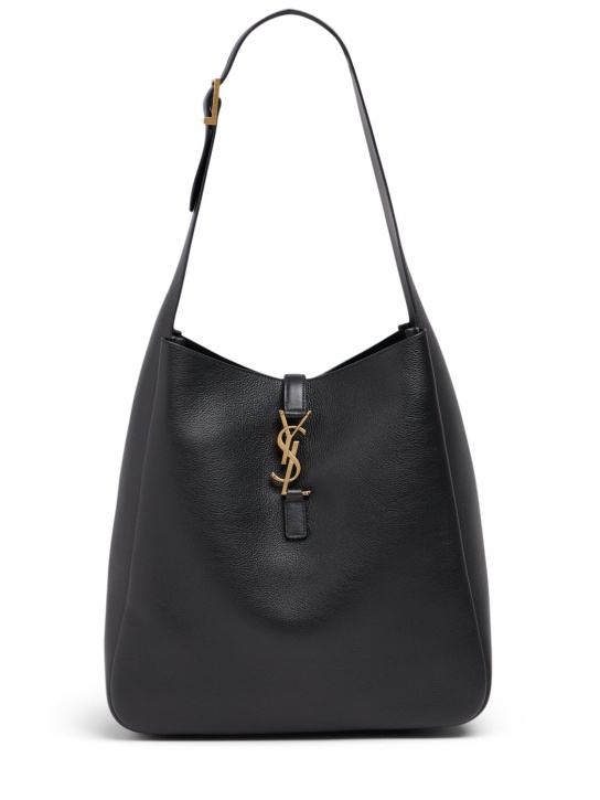 Saint Laurent: Large Le 5 à 7 smooth leather supple bag - Black - women_0 | Luisa Via Roma