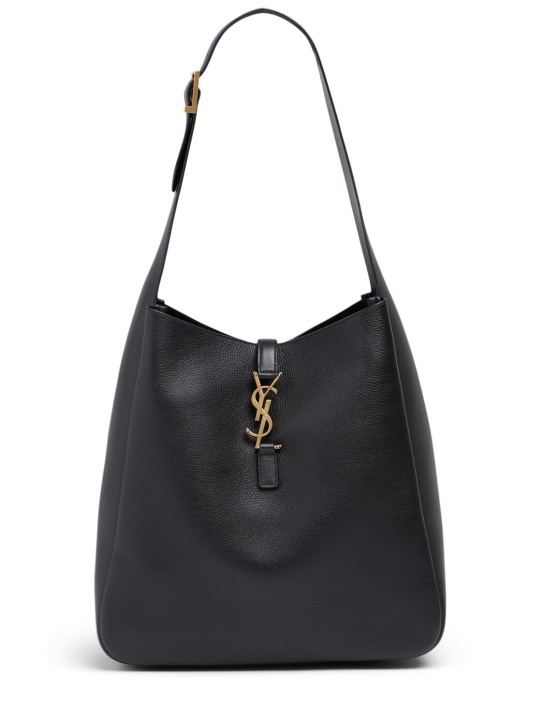 Saint Laurent: Large Le 5 à 7 smooth leather supple bag - Siyah - women_0 | Luisa Via Roma