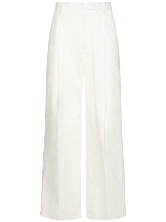 Jil Sander: Pantalones anchos de gabardina de algodón - White Optic - men_0 | Luisa Via Roma