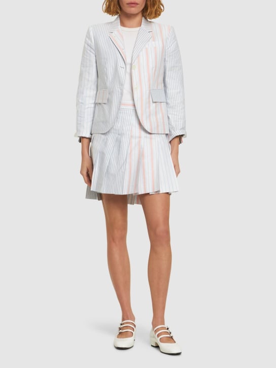 Thom Browne: Striped cotton Oxford jacket - Renkli - women_1 | Luisa Via Roma