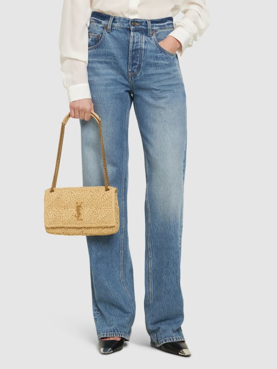 Saint Laurent: Medium Jamie raffia shoulder bag - Naturale - women_1 | Luisa Via Roma