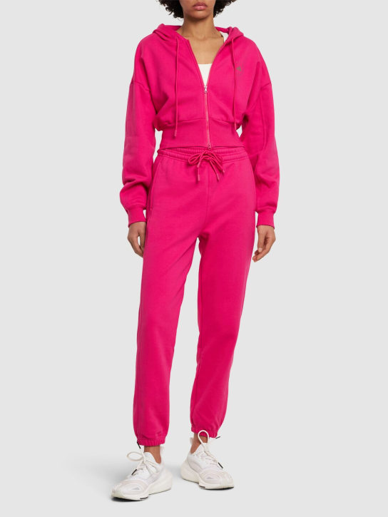 adidas By Stella McCartney: Full zip cropped hoodie - Fuchsia - women_1 | Luisa Via Roma