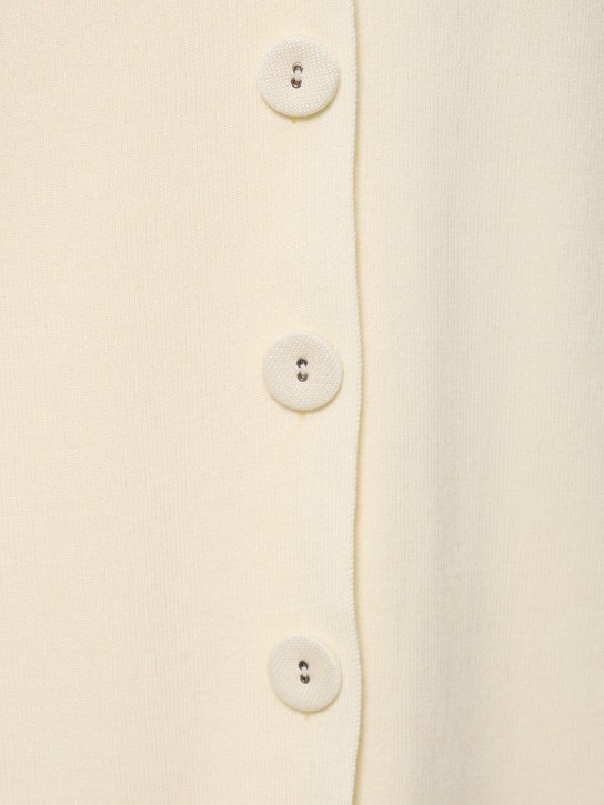 Jil Sander: Cotton blend rib knit v neck midi dress - Beige - women_1 | Luisa Via Roma