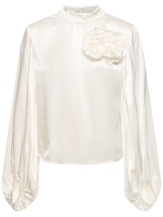 Designers Remix: Lilian viscose blend shirt w/ rose - White - women_0 | Luisa Via Roma