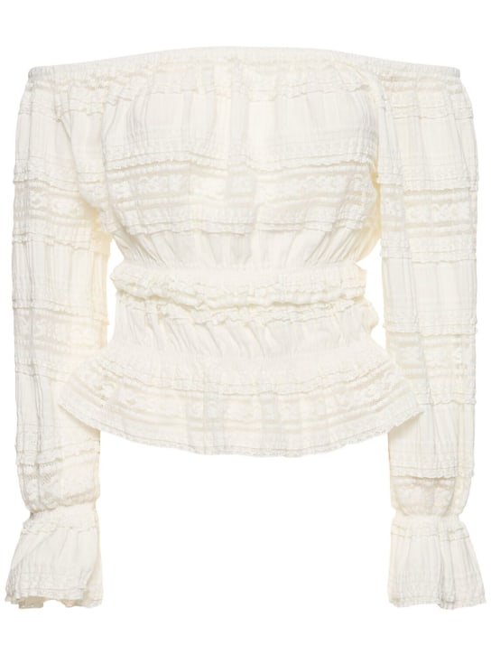 Designers Remix: Avery off-the-shoulder lace shirt - White - women_0 | Luisa Via Roma