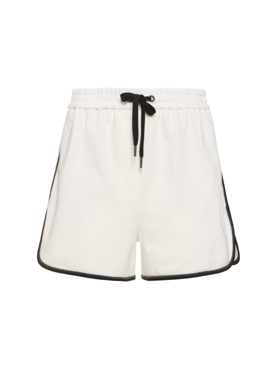 Brunello Cucinelli: Shorts aus Baumwolljersey - Weiß - women_0 | Luisa Via Roma