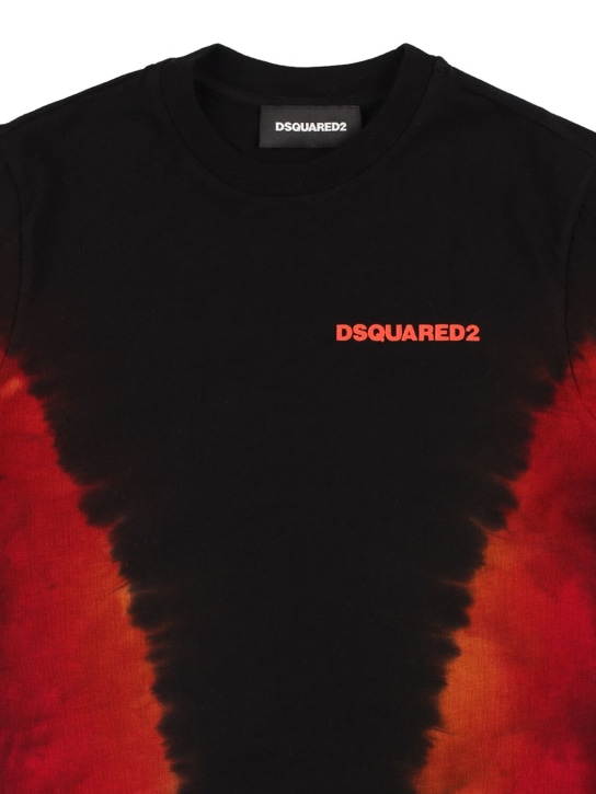 Dsquared2: T-shirt en jersey de coton imprimé - Noir - kids-boys_1 | Luisa Via Roma