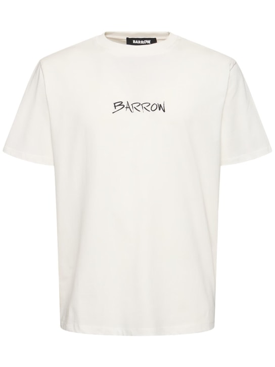 Barrow: T-shirt con stampa logo - Off White - men_0 | Luisa Via Roma