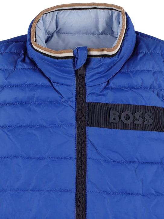 Boss: Reversible nylon puffer vest - Dark Blue - kids-boys_1 | Luisa Via Roma