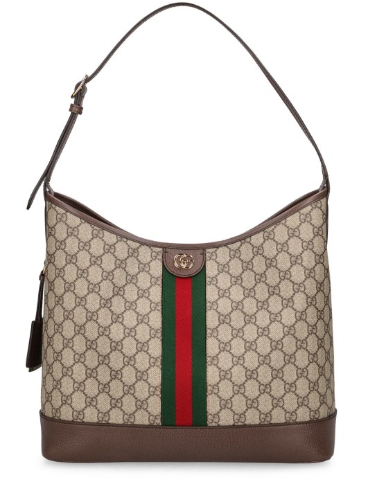 Gucci: Medium Ophidia GG canvas shoulder bag - Ebony - women_0 | Luisa Via Roma