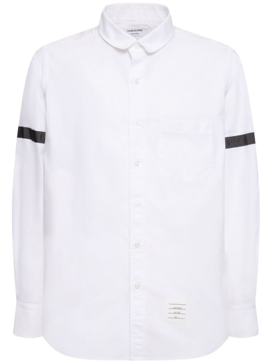 Thom Browne: Straight fit mini round collar shirt - Beyaz - men_0 | Luisa Via Roma