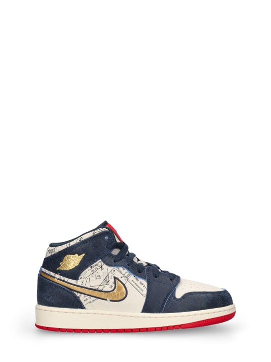 Nike: Sneakers "Air Jordan 1 Mid SE" - Armory Navy/Met - kids-boys_0 | Luisa Via Roma