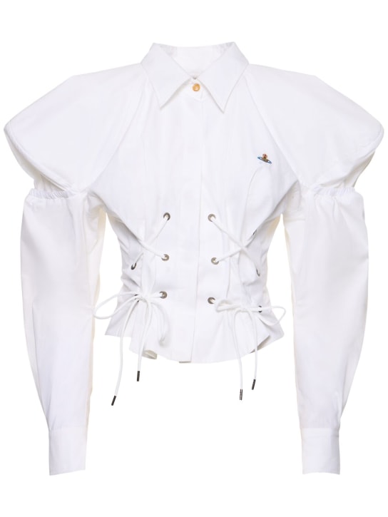 Vivienne Westwood: Camicia Gexy in cotone con laccini - Bianco - women_0 | Luisa Via Roma