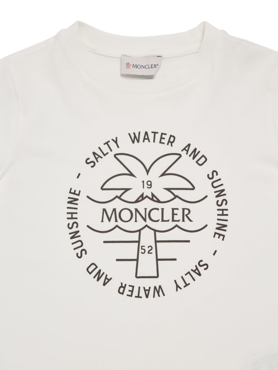 Moncler: Camiseta de algodón con logo - Blanco - kids-girls_1 | Luisa Via Roma