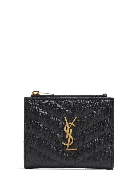 Saint Laurent: Cassandre leather bi-fold wallet - Black - women_0 | Luisa Via Roma
