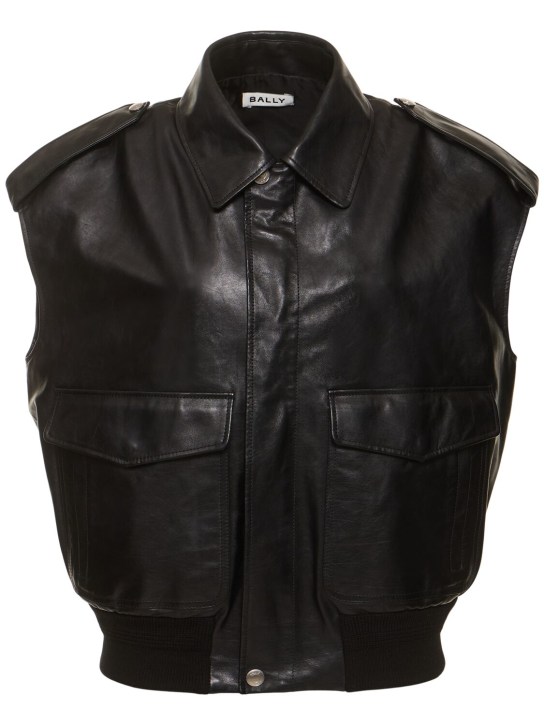 Bally: Leather vest w/ pockets - Black - women_0 | Luisa Via Roma
