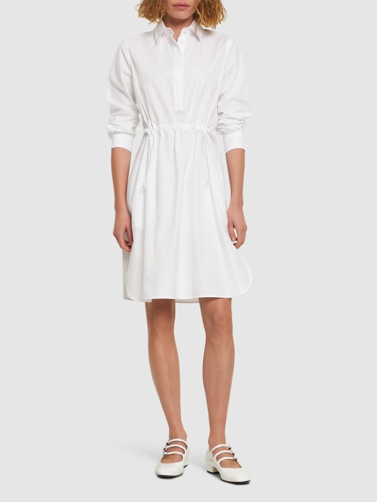 Max Mara: Vestido camisero de popelina de algodón - Blanco - women_1 | Luisa Via Roma