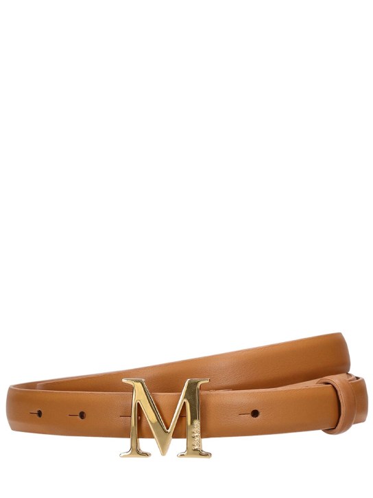 Max Mara: 20mm Classic leather belt - Sella - women_0 | Luisa Via Roma
