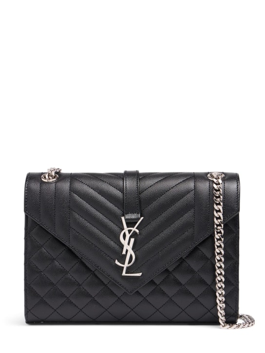 Saint Laurent: Envelope leather shoulder bag - Black - women_0 | Luisa Via Roma