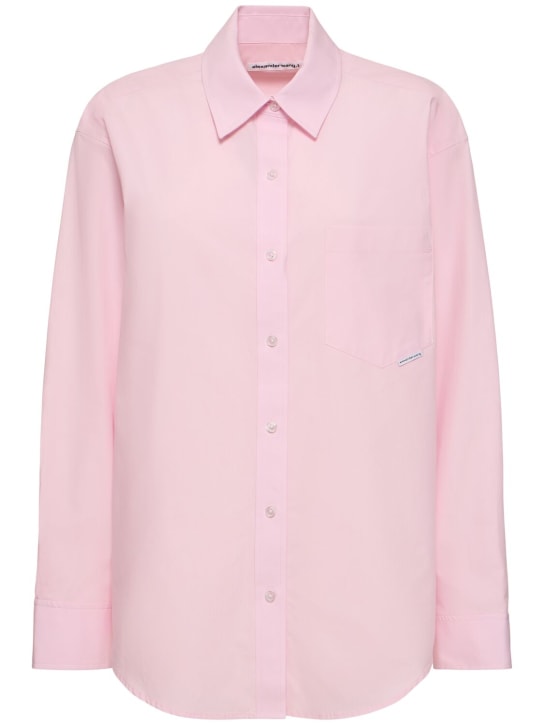 Alexander Wang: Boyfriend cotton shirt - Light Pink - women_0 | Luisa Via Roma