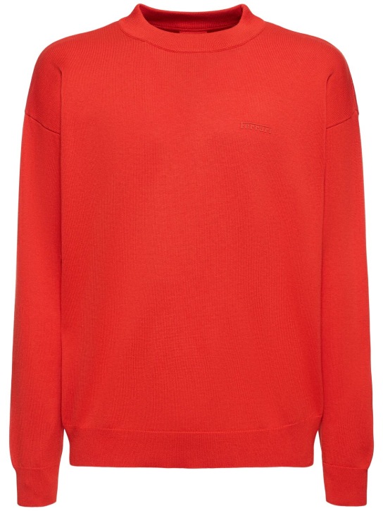 Ferrari: Sweater aus Baumwoll/Seidenstrick mit Logo - Rot - men_0 | Luisa Via Roma