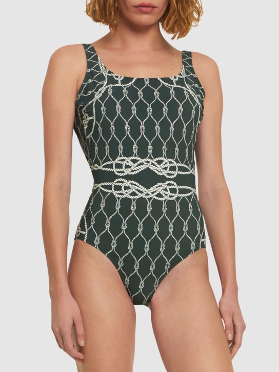 Tory Burch: Tank printed one piece swimsuit - Ivory/Multi - women_1 | Luisa Via Roma