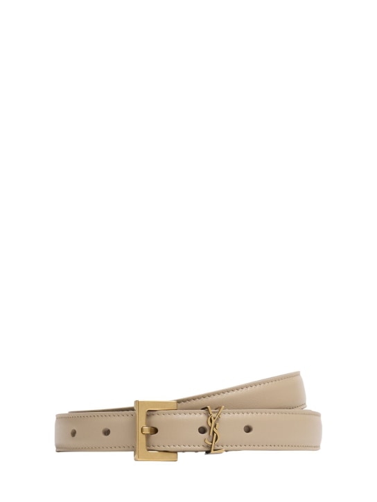 Saint Laurent: 2cm Monogram leather belt - Dark Beige - women_0 | Luisa Via Roma