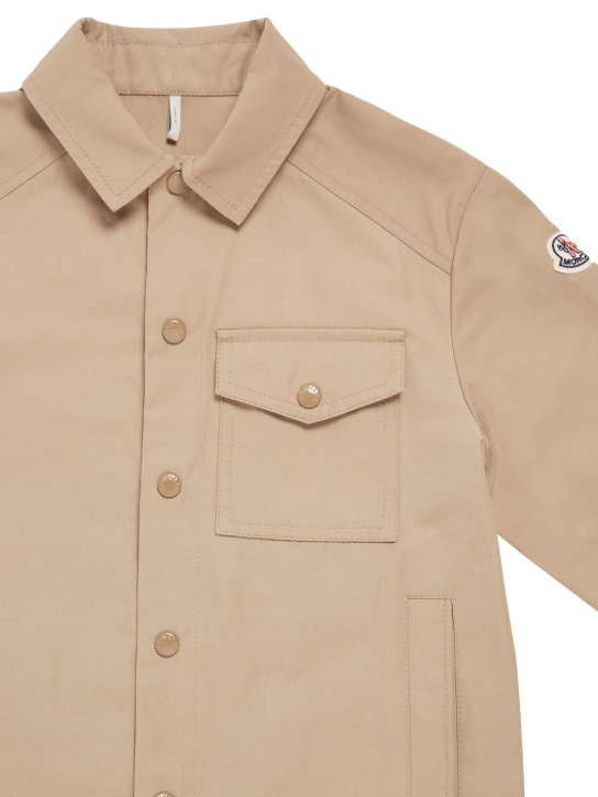 Moncler: Chisulo tech & cotton shirt jacket - Beige - kids-boys_1 | Luisa Via Roma
