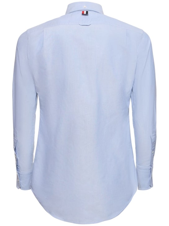 Thom Browne: Classic oxford button down shirt - Light Blue - men_4 | Luisa Via Roma
