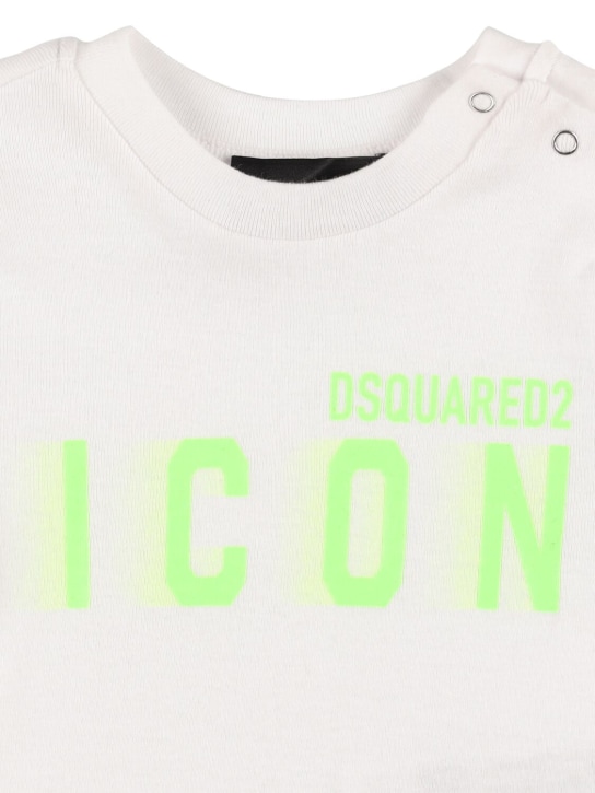 Dsquared2: Camiseta y shorts de jersey de algodón - Blanco/Verde - kids-boys_1 | Luisa Via Roma