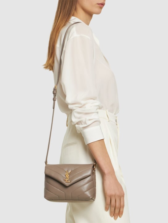Saint Laurent: Toy Loulou leather shoulder bag - Greyish - women_1 | Luisa Via Roma