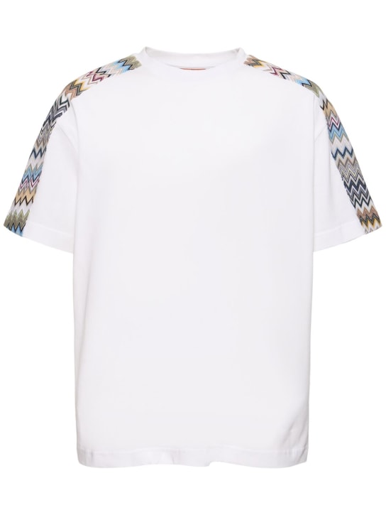 Missoni: 棉质平纹针织T恤 - 白色 - men_0 | Luisa Via Roma