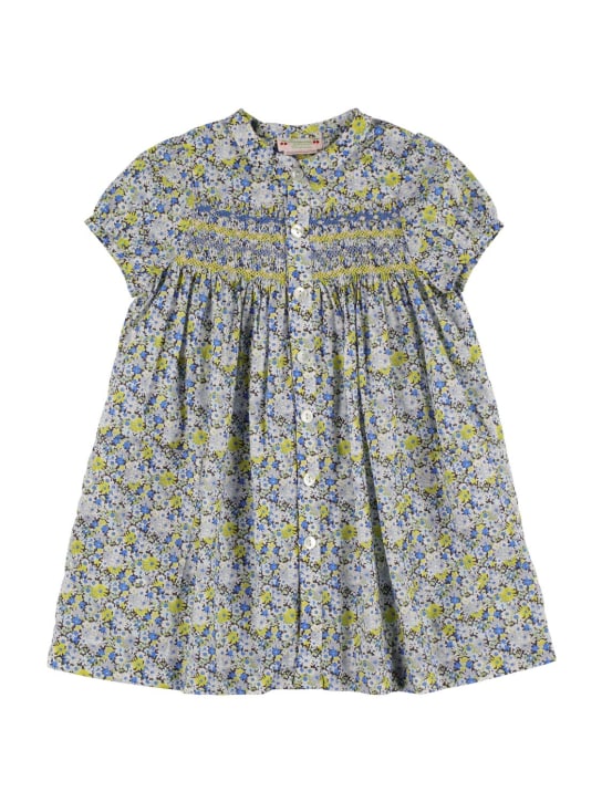 Bonpoint: Printed cotton dress - Mavi - kids-girls_0 | Luisa Via Roma