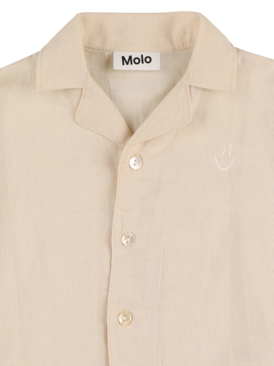 Molo: 棉&麻短袖衬衫 - 浅米黄色 - kids-boys_1 | Luisa Via Roma