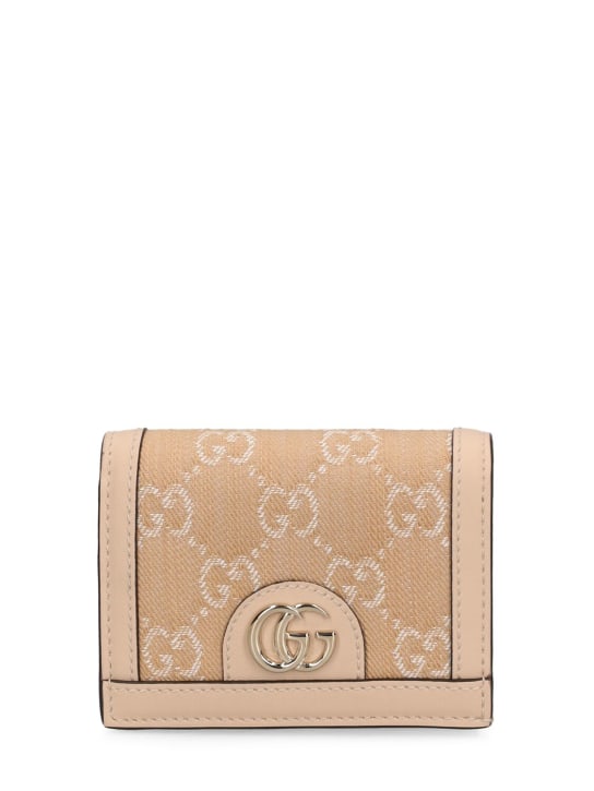 Gucci: Ophidia GG denim card case wallet - Bej - women_0 | Luisa Via Roma