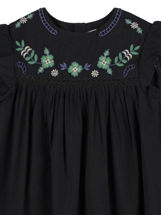 Bonpoint: Embroidered cotton ripstop dress - Siyah - kids-girls_1 | Luisa Via Roma
