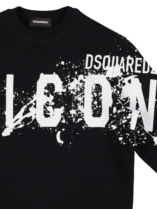 Dsquared2: Printed logo crewneck sweatshirt - Black - kids-boys_1 | Luisa Via Roma